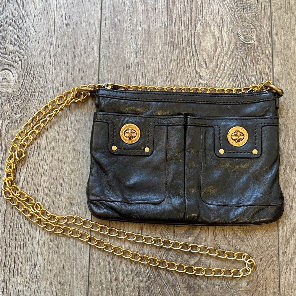 00’s Marc by Marc Jacobs Totally Turnlock Percy Crossbody Black Leather Mini Bag